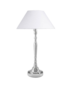 Brushed nickel imperial <b>table</b> lamp white linen shade elegant metal base decorative <b>bedside</b> light for luxury home decor wholesale - Product Image 4