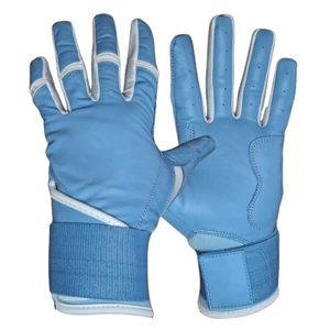 Gants de frappe de baseball SINEWY en cuir blanc avec design éclair et fermeture auto-agrippante pour l'entraînement, unisexe adulte - Product Image 2