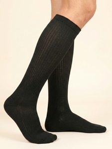 SOLID Black <b>Men</b> Crew <b>Socks</b> Ribbed Mid Calf Breathable Cotton Spandex Elastic Athletic <b>Long</b> Dress Running Casual Walking Hose - Product Image 2