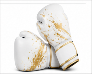 White Gold Custom MMA <b>Boxing</b> <b>Gloves</b> Leather <b>16</b> <b>oz</b> Sparring Training Gear Adjustable Wrist Strap Unisex Custom Packaging - Product Image 1