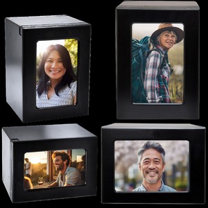 Wholesale MDF cremation <b>urn</b> with slider photo window medium or <b>large</b> adult keepsake memorial ashes container - Product Image 1