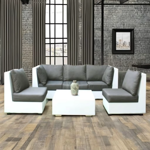 Sofá Esquinero Modular Moderno en Gris Hormigón con Chaise Longue, Sofá Cama y Brazos Curvos para Sala de Estar Duradero - Product Image 1