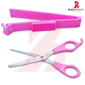กรรไกรซอยผมด้ามพลาสติกสีชมพูสำหรับช่างตัดผมมืออาชีพ ผลิตโดย OEM  ใบมีดสแตนเลส - Product Image 2