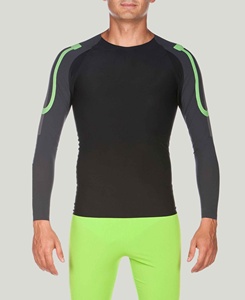 Men's <b>compression</b> <b>shirt</b> gym Quick dry rash guard Solid gray fitness <b>shirt</b> Polyester long sleeve top - Product Image 1