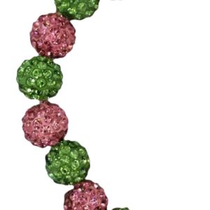 Bracelet Élastique Breloque Bouclier Vert Rose, Bijou Tendance, Accessoire Cadeau, Bracelet Perles Élégant, Bijou Statement pour Femme - Product Image 2