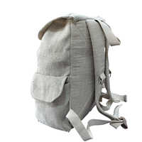 Mini Mochila de Lino y Cáñamo, Hecha a Mano, Beige, Ecológica, Reciclable, Duradera, Moderna, Mochila Universitaria Unisex, Bolsa Escolar con Cierre