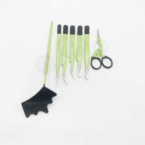 ที่ต่อขนตากรรไกรเคลือบผงสีดำสีเขียวนกแก้วสีเขียว - Product Image 3