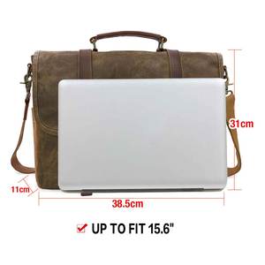 Sac à main pour ordinateur portable en cuir pleine fleur durable, style vintage, pour professionnels, 14-16 pouces, sac de voyage et de bureau, sac à bandoulière - Product Image 2