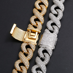 สร้อยคอผู้ชายเงินแท้ 925 ประดับเพชรเลี้ยงในห้องปฏิบัติการ ดีไซน์ Cuban Link หรูหรา โดดเด่น สองสี ทองและเงิน - Product Image 5
