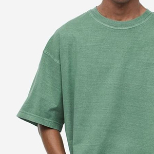 T-shirt Homme Vert Grande Taille 100% Coton Manches Courtes Col Rond Coupe Décontractée Jersey Couleur Unie Teint Uni Tricoté OEM - Product Image 5