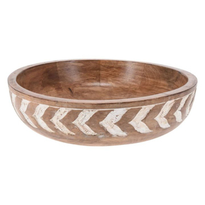 Bol à salade en bois de manguier artisanal écologique avec incrustation de os blanc, bol de service décoratif pour comptoir de cuisine et table - Product Image 5