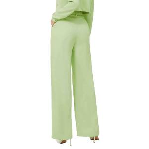Pantalones Formales de Verano para Mujer, de Pierna Ancha, Corte Holgado, Cintura Alta, Material de Poliéster y Elastano, Color Sólido - Product Image 2