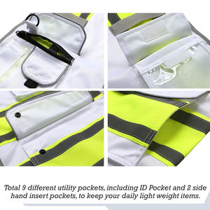Gilet de sécurité haute visibilité personnalisé à bas prix (vente en gros) – Gilet de sécurité réfléchissant en maille respirante blanc fluorescent - Product Image 4