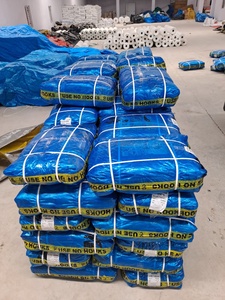 Bâche imperméable bleue robuste pour usage extérieur, en tissu tissé uni avec œillets - Product Image 5