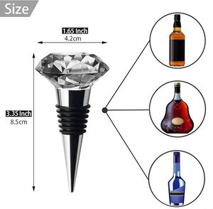 Bouchon de bouteille en cristal de diamant 3,35 pouces, fermeture hermétique pour vin, design côtelé - Product Image 1
