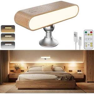 โคมไฟติดผนังไม้แบบไร้สาย ชาร์จไฟได้ พร้อมรีโมท ควบคุมการหรี่แสงได้ 3 ระดับ 3 สี  ใช้แบตเตอรี่ - Product Image 1