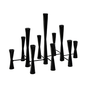 Modern <b>Black</b> 11 Lights <b>Candelabra</b> Elegant Multi Level Metal Taper Candle Holder For Dining Tables Weddings & Home Decoration - Product Image 4
