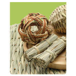 ชุดเสื่อใยธรรมชาติแบบบิดเกลียว ของเล่นหญ้าสำหรับสัตว์เลี้ยงขนาดเล็ก ผลิตภัณฑ์ดูแลสุขภาพฟันระดับพรีเมียม ออกแบบมาสำหรับกระต่ายและหนูเจอร์บิล - Product Image 4