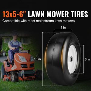 Lot de 2 pneus de tondeuse à gazon sans chambre à air 13x5-6 pouces, jantes anti-crevaison en PU 3.25-5.9, pneus de tracteur centraux en PU anti-crevaison, ensemble de roues pour tondeuse - Product Image 3