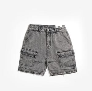 Pantalones Cortos Cargo de Mezclilla Holgados para Hombre, 100% Algodón Transpirable, con Parches y Cierre de Botones, Estilo Urbano, para Verano - Product Image 3