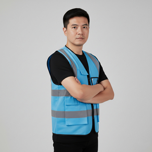 เสื้อกั๊กนิรภัยตาข่ายแบบปรับแต่งโลโก้ได้ สะท้อนแสง 3M ระบายอากาศได้ดี สีพื้น สำหรับผู้ชาย พร้อมไฟ LED - Product Image 5