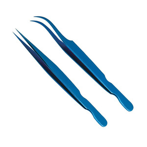 Extension de cils en acier inoxydable, design personnalisé, finition bleue avec revêtement en titane, avec pinces super droites - Product Image 1