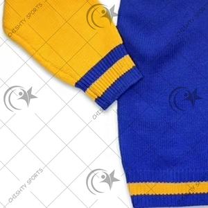 Pull style universitaire à col en V pour hommes, cardigan en tricot à blocs de couleurs - Product Image 3