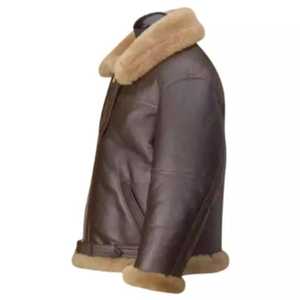 Chaqueta de hombre de piel de oveja auténtica, estilo bomber, cálida, personalizable, transpirable, talla grande, informal, con cremallera, para invierno. - Product Image 6