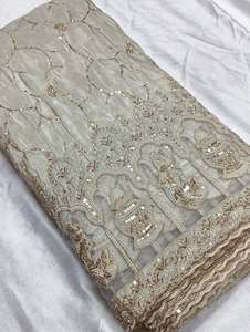 Tissu de soie scintillant Cosmos de luxe de haute qualité avec broderie laser à perles lourdes pour robes de mariée à bon prix - Product Image 4