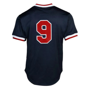 Unisex Navy Baseball Jersey Red Number 9 Back Print Breathable Mesh Full Sleeve Regular Fit Winter Autumn Apparel Anti-Bacterial - Product Image 1