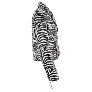 Chaqueta de Cuero Napa 100% Genuino Personalizada BRANDO para Mujer, Chaqueta de Motociclista con Estampado de Cebra, Estilo Gótico Punk, Cierre YKK - Product Image 2