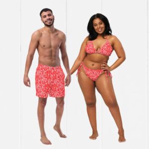 Custom Floral Print Matching Couple Swimwear Set High Quality <b>String</b> <b>Bikini</b> Beachwear Outfits - Product Image 2