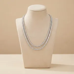 Collier élégant pour femme en or avec diamants de laboratoire, double halo, chaîne statement, style chic superposé, style hip-hop, bijoux fins certifiés - Product Image 2