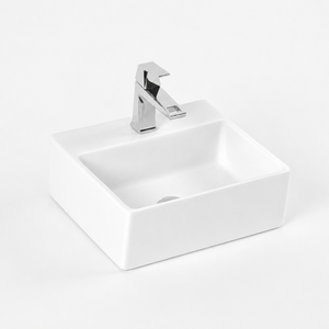 Lavabo de Cerámica Moderno Minimalista para Baño, Montado en el Suelo, Rectangular, Superficie Lisa, Blanco, 410x310x120mm, 5 Años de Garantía - Product Image 1