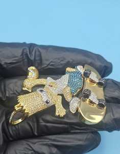 Colgante de Personaje de Dibujos Animados con Incrustaciones de Moissanita, Plata 925, Chapado en Oro de 18K, Corte Brillante Redondo, Estilo Hip Hop, Amuleto para Hombre - Product Image 3
