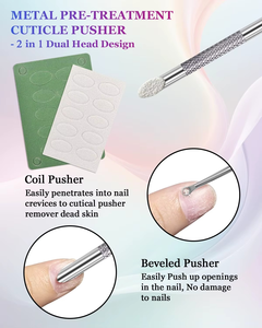 Empujador de Cutículas de Acero Inoxidable de Doble Cabeza, Reutilizable y Duradero, para Limpieza de Uñas, 1 Unidad con Bolsa de Almacenamiento, para Uso en Salón y Hogar, Personalizable - Product Image 3