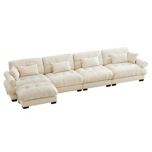 Divano Angolare Moderno in Velluto a Forma di L, Convertibile, Profondo, 4 Posti, Modulare, Comodo, Imbottito per Soggiorno - Product Image 6