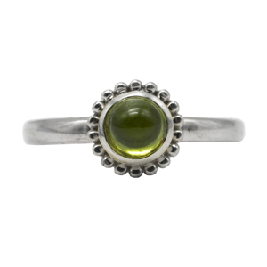 Elegant 925 <b>Silver</b> Rhodium Finish Green Peridot Color Round Cabochon <b>Statement</b> <b>Ring</b> for Women Jewelry - Product Image 2