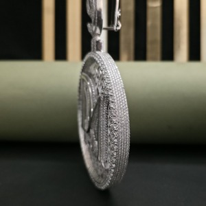 Number Bail <b>Pendant</b> VVS Moissanite Custom Letter Circle <b>Pendant</b> Fully Iced Out 925 <b>Silver</b> <b>Pendant</b> Hip Hop Custom <b>Initial</b> <b>Pendant</b> - Product Image 3