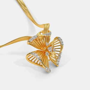 Collier pendentif en or jaune avec motif floral abstrait et diamant de laboratoire - Product Image 6
