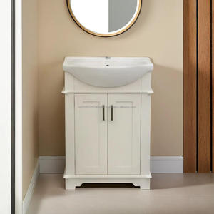 Meuble-lavabo mural moderne en bois massif et contreplaqué pour petite salle de bain avec vasque intégrée, 24 pouces, pour usage hôtelier, comptoir inclus - Product Image 2