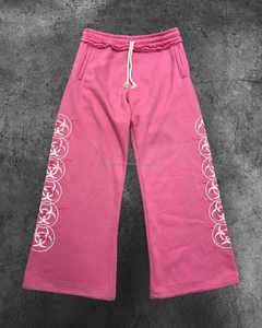 Conjunto de pantalones de pierna ancha para mujer americana, suéter informal, diseño creativo, pantalones sueltos rectos simples, cintura elástica inversa, ligero - Product Image 1