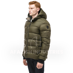 แจ๊กเก็ตขนเป็ดแขนยาวคอปกตั้งสีเบจแจ็กเก็ตขนเป็ดสำหรับฤดูหนาวของผู้ชายตามสั่งแบบ2022 - Product Image 3