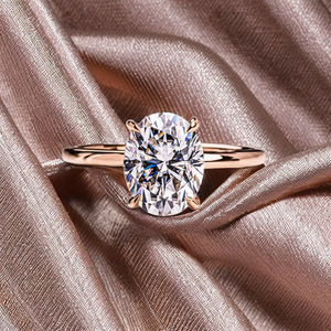 Anillo de compromiso y boda clásico de lujo, chapado en oro de 18 quilates, plata 925 de alta calidad, certificado GRA, con engaste de moissanita. - Product Image 2