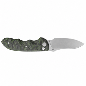 Couteaux de poche pliants à manche à motif vert et noir, avec lame satinée à pointe tombante, bouton de pouce et rainures courbes pour les doigts - Product Image 4
