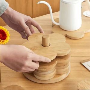 ชุดจานรองแก้วไม้ธรรมชาติทำมือ สำหรับถ้วยชา แก้วกาแฟ แก้วน้ำ โต๊ะอาหาร และของตกแต่งบ้าน - Product Image 5