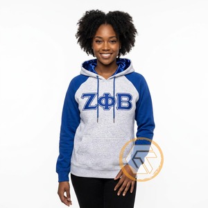 GREEK TREASURES สินค้ามาใหม่ เสื้อฮู้ดผู้หญิง Zeta Phi Beta ผ้าฝ้าย 100% ระบายอากาศได้ดี สวมใส่สบาย พร้อมปักโลโก้ตามสั่ง เสื้อผ้าลำลองสำหรับชมรมนักศึกษา - Product Image 4