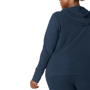 Plus Size Women's Hooded <b>Zip</b>-<b>Up</b> Sweatshirt Solid Color Fleece Knitted Casual Spring <b>Top</b> Full Sleeve Regular Length Only - Product Image 6