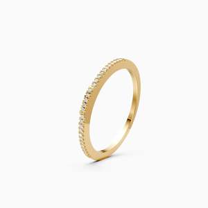 0.06 Ct Lab Grown Diamond Delicate Stackable Half Eternity Round Diamond Wedding Band In 9K Yellow White And Rose Gold - Product Image 3