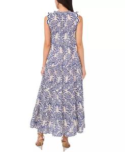 Maxi abito stampato senza maniche con finiture all'uncinetto da donna - Product Image 2